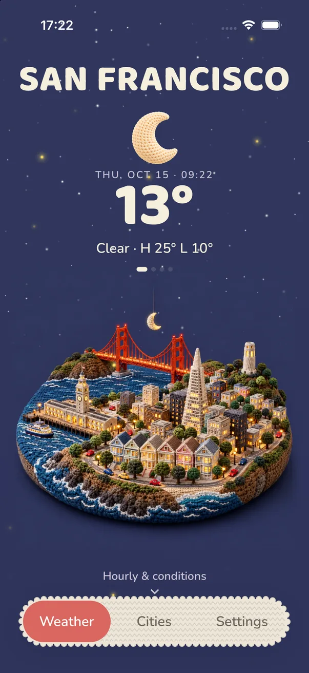 San Francisco in the Crochet style at night