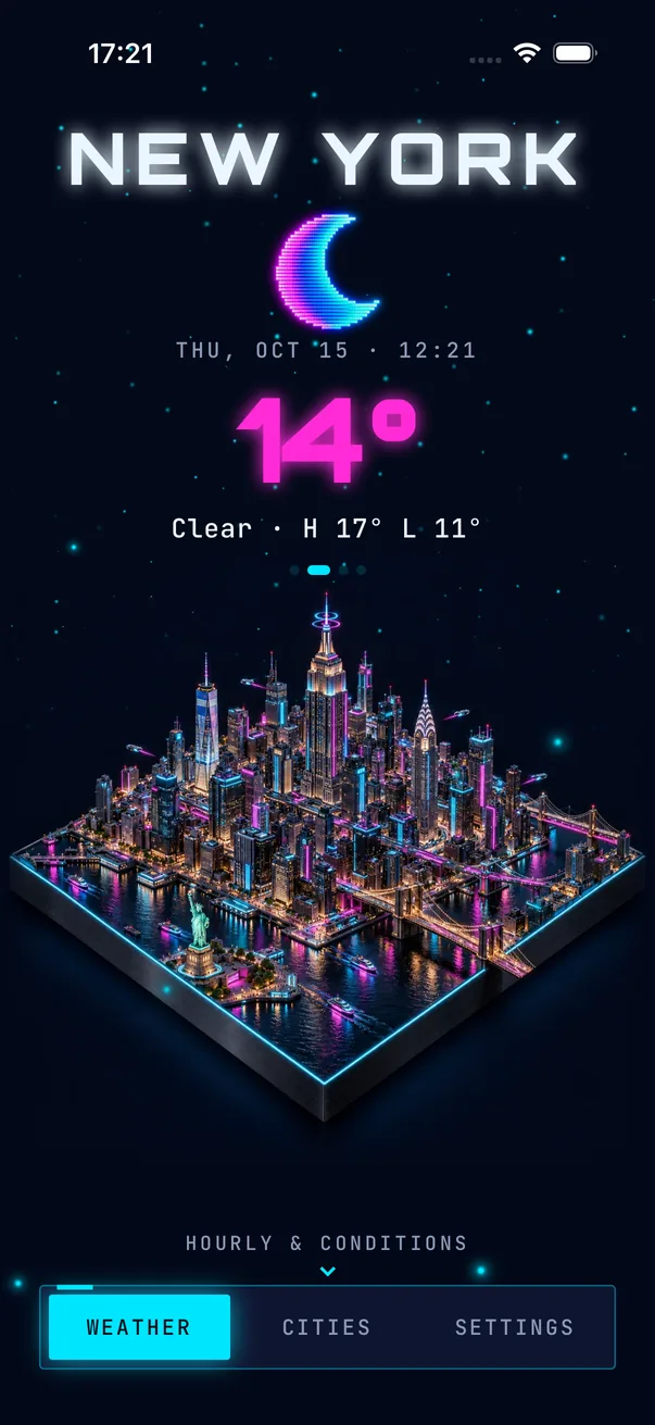 New York in the Neon style on a clear night