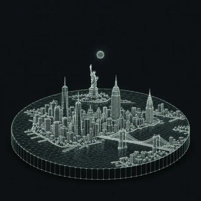 New York in the Wireframe style